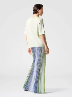 Pantalon palazzo à rayures partielles avec paillettes