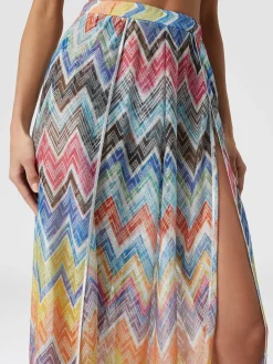 Pantalon palazzo avec imprimé à zig-zag et lurex