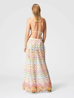 Pantalon palazzo en tulle imprimé