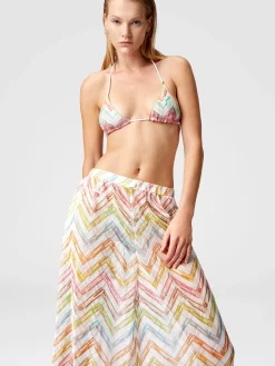 Pantalon palazzo en tulle imprimé