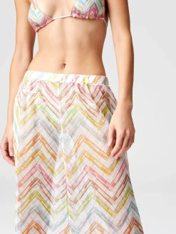 Pantalon palazzo en tulle imprimé