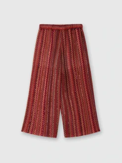 Pantalon palazzo en viscose et lamé avec motif chevron