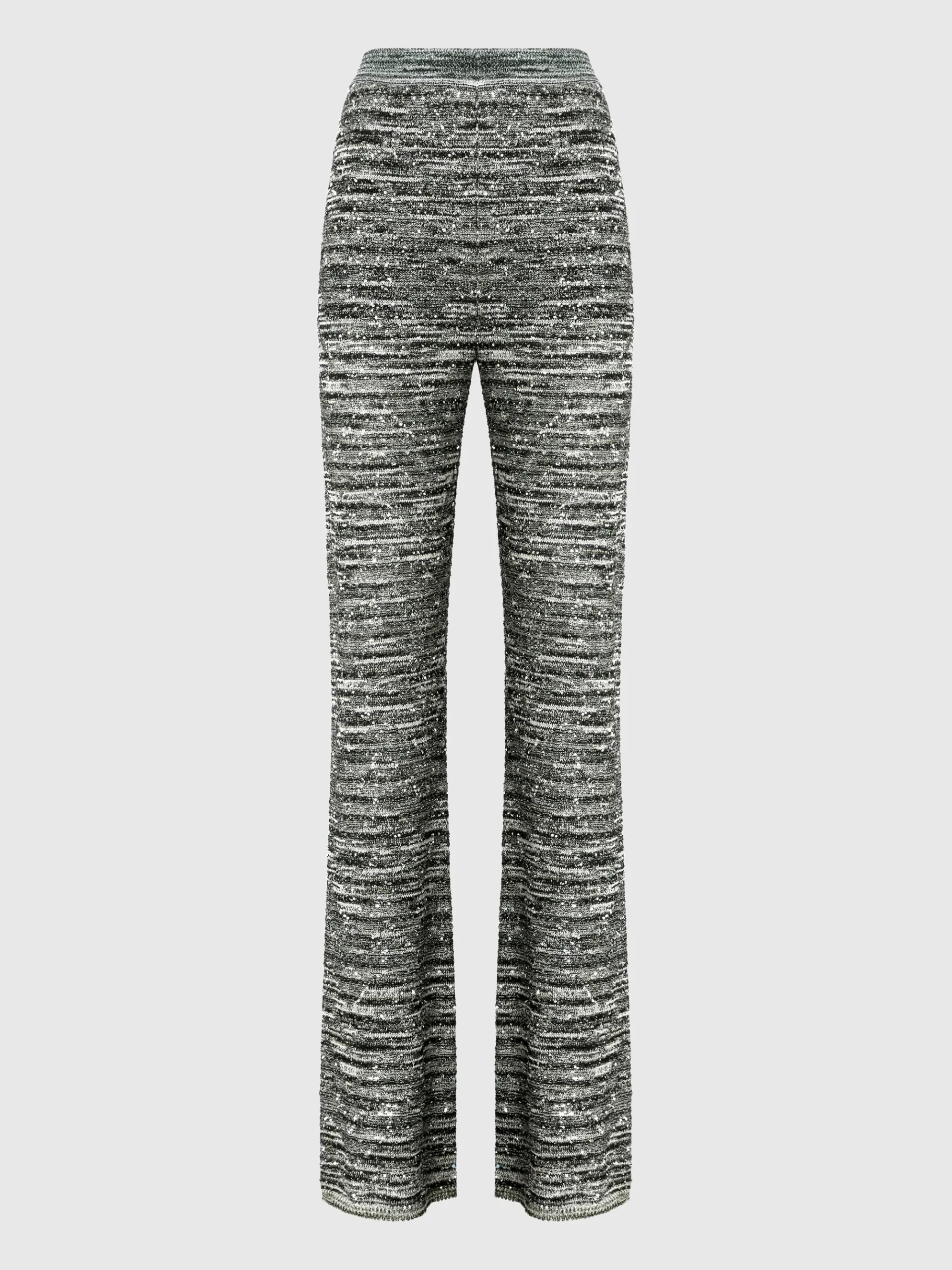 Pantalon évasé en maille flammée à sequins
