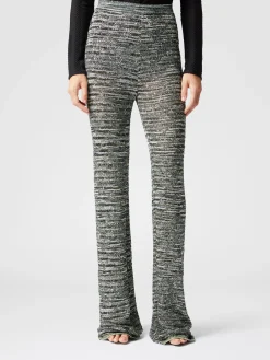 Pantalon évasé en maille flammée à sequins