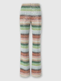 Pantalon évasé en maille zigzag dégradée à sequins