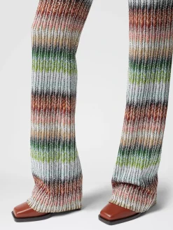 Pantalon évasé en maille zigzag dégradée à sequins