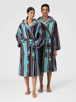 Peignoir Neoclassic en coton éponge à zigzag