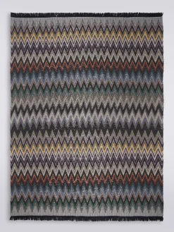 Plaid Chen 140x200cm en laine mélangée zigzag avec paillettes