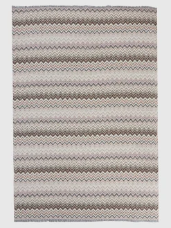 Plaid 130x195 cm à chevrons en coton et laine mélangés