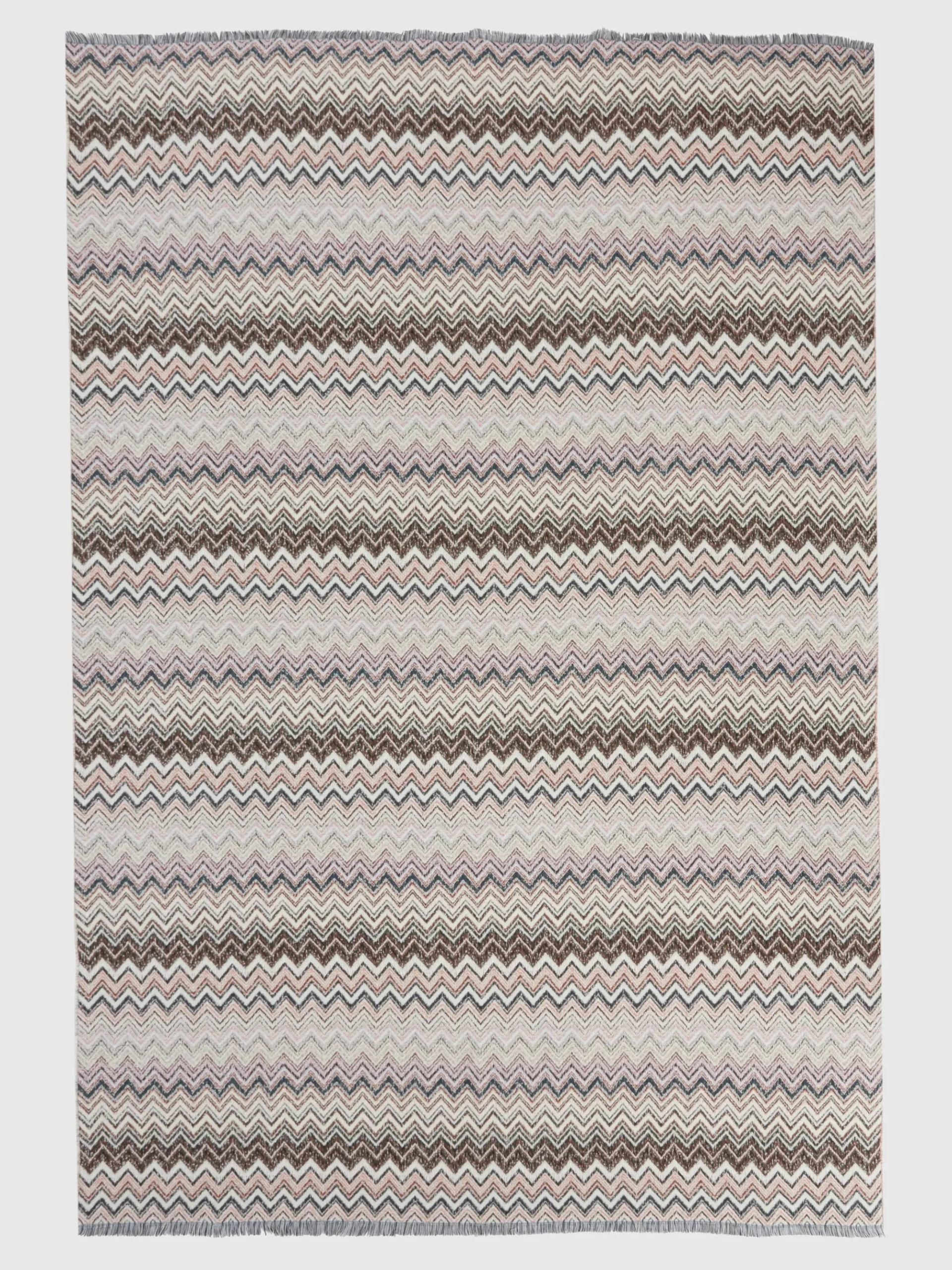 Plaid 130x195 cm à chevrons en coton et laine mélangés