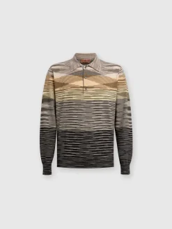 Polo à manches longues en laine flammée