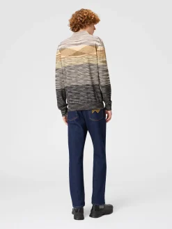 Polo à manches longues en laine flammée