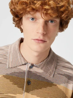 Polo à manches longues en laine flammée