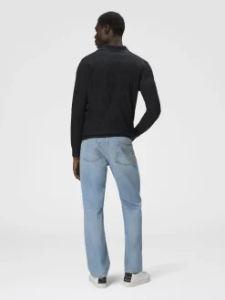 Polo à manches longues en coton à chevrons 3D et soie