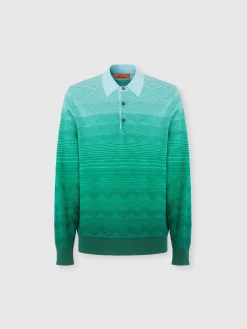 Polo à manches longues en coton dégradé à chevrons