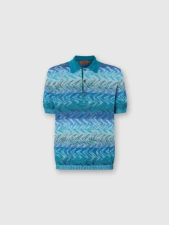 Polo en maille de coton avec passepoil contrasté