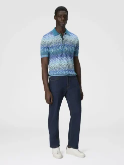 Polo en maille de coton avec passepoil contrasté