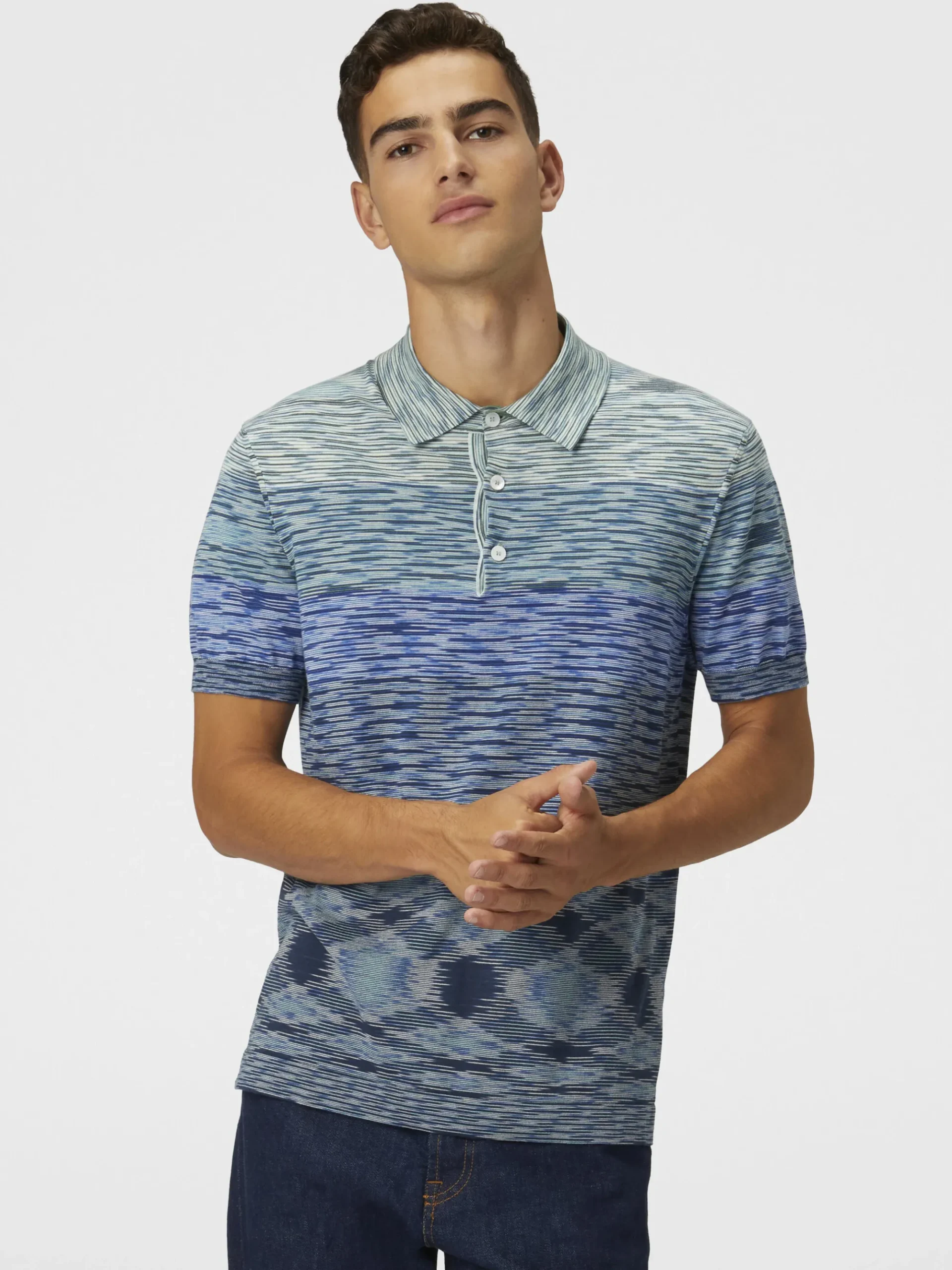 Polo en maille de coton flammé dégradé