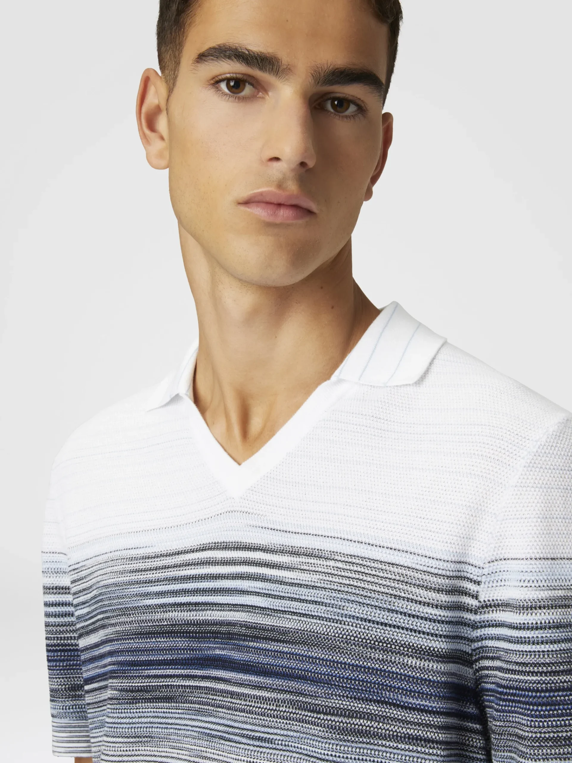 Polo en maille de coton nid d’abeille avec détail flammé