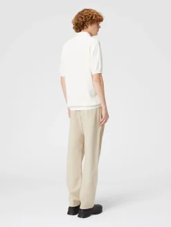 Polo en maille de coton zigzag avec empiècements de couleur unie