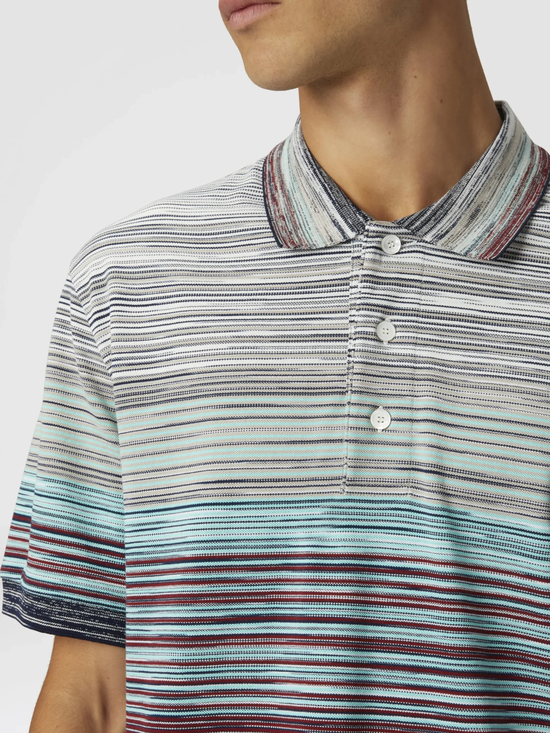 Polo en piqué de coton flammé ombré