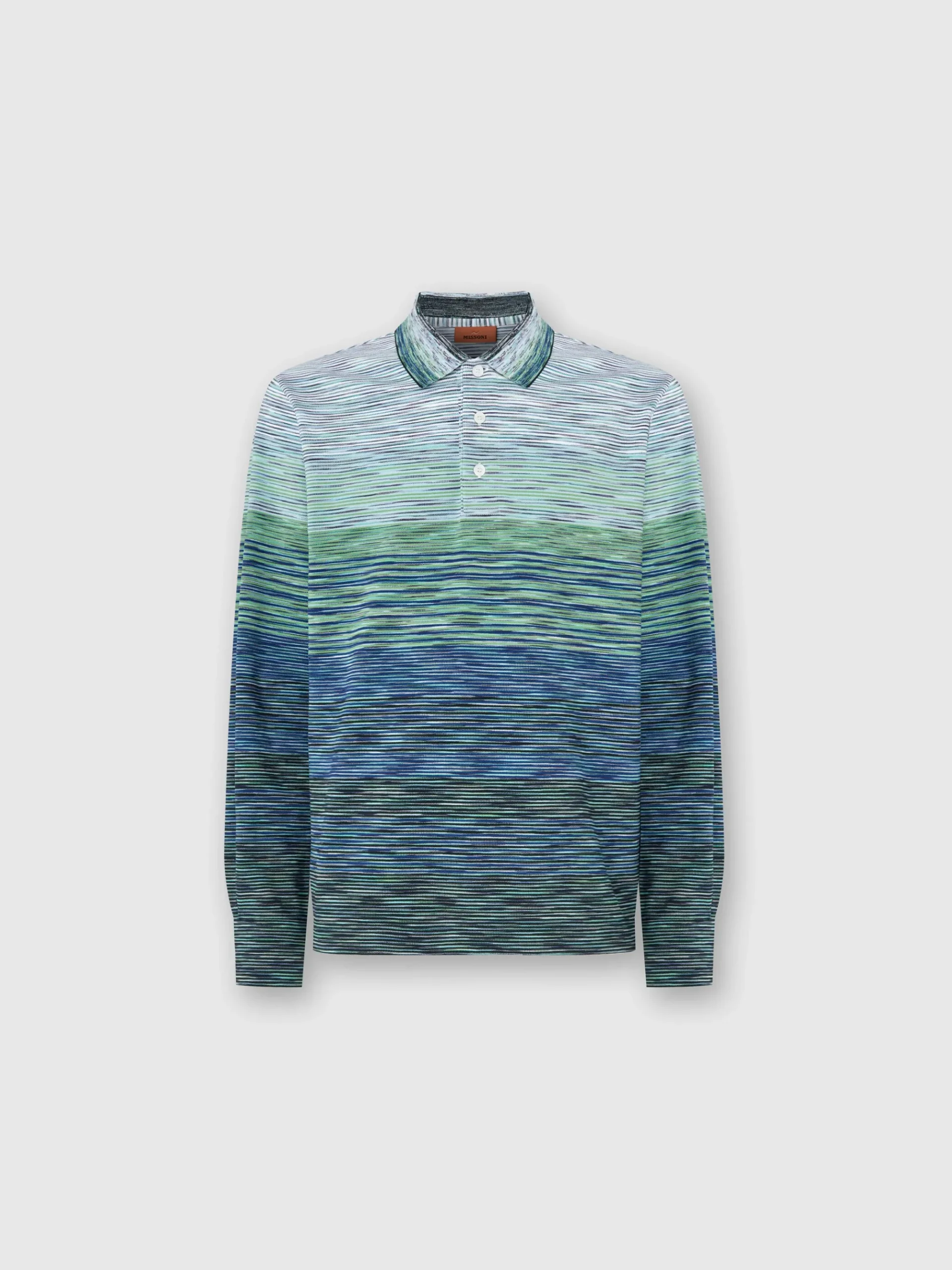 Polo en piqué de coton flammé dégradé à manches longues