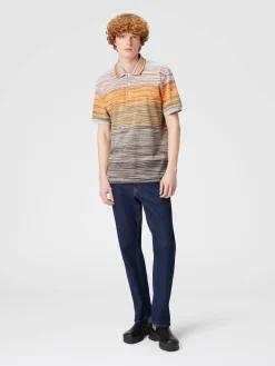 Polo flammé en piqué de coton flammé