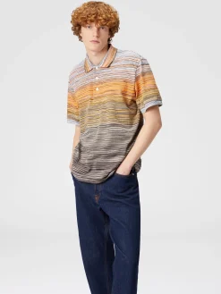 Polo flammé en piqué de coton flammé