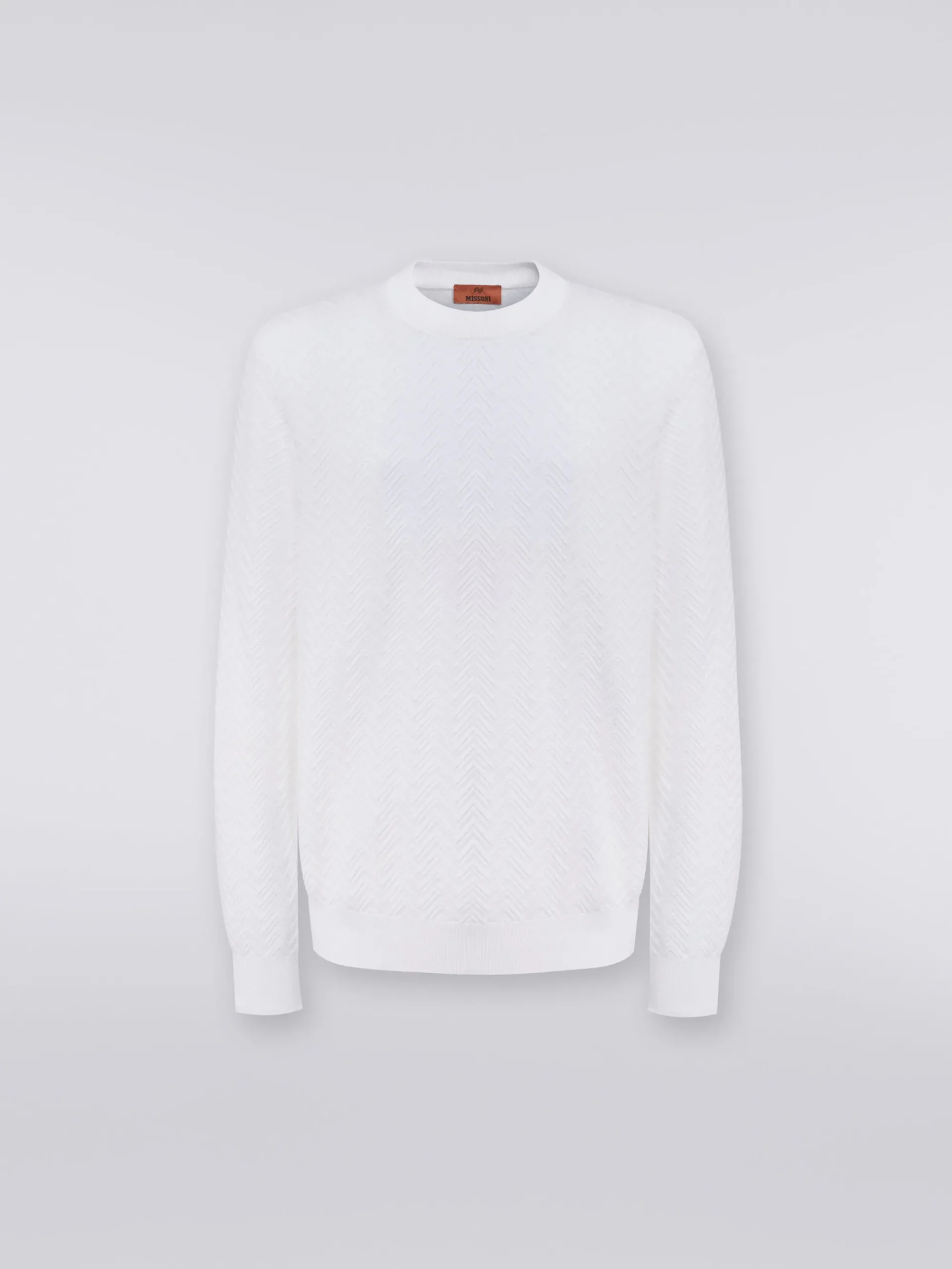 Pull à col rond en coton à chevrons