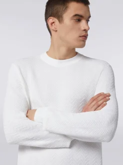 Pull à col rond en coton à chevrons