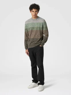 Pull à col rond en coton flammé