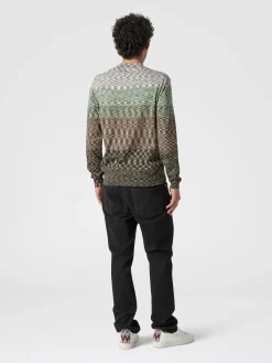 Pull à col rond en coton flammé