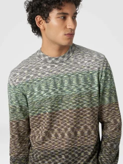 Pull à col rond en coton flammé