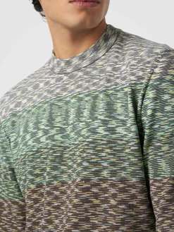 Pull à col rond en coton flammé