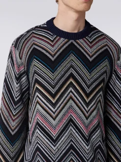 Pull à col rond en coton mélangé à chevrons