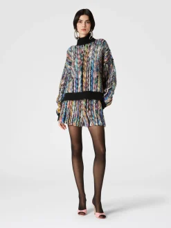 Pull col montant en laine et mohair bouclé