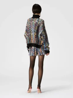 Pull col montant en laine et mohair bouclé