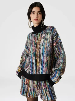 Pull col montant en laine et mohair bouclé