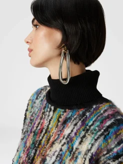 Pull col montant en laine et mohair bouclé