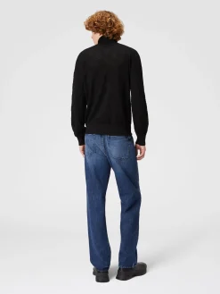 Pull col roulé en laine à chevron ton sur ton