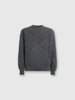 Pull ras du cou en laine avec chevron ton sur ton