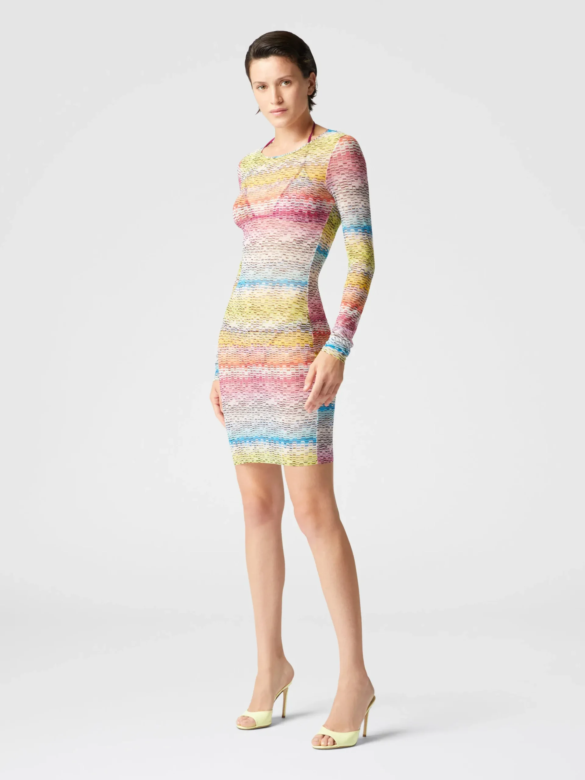 Robe à manches longues en tulle imprimé