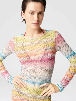 Robe à manches longues en tulle imprimé