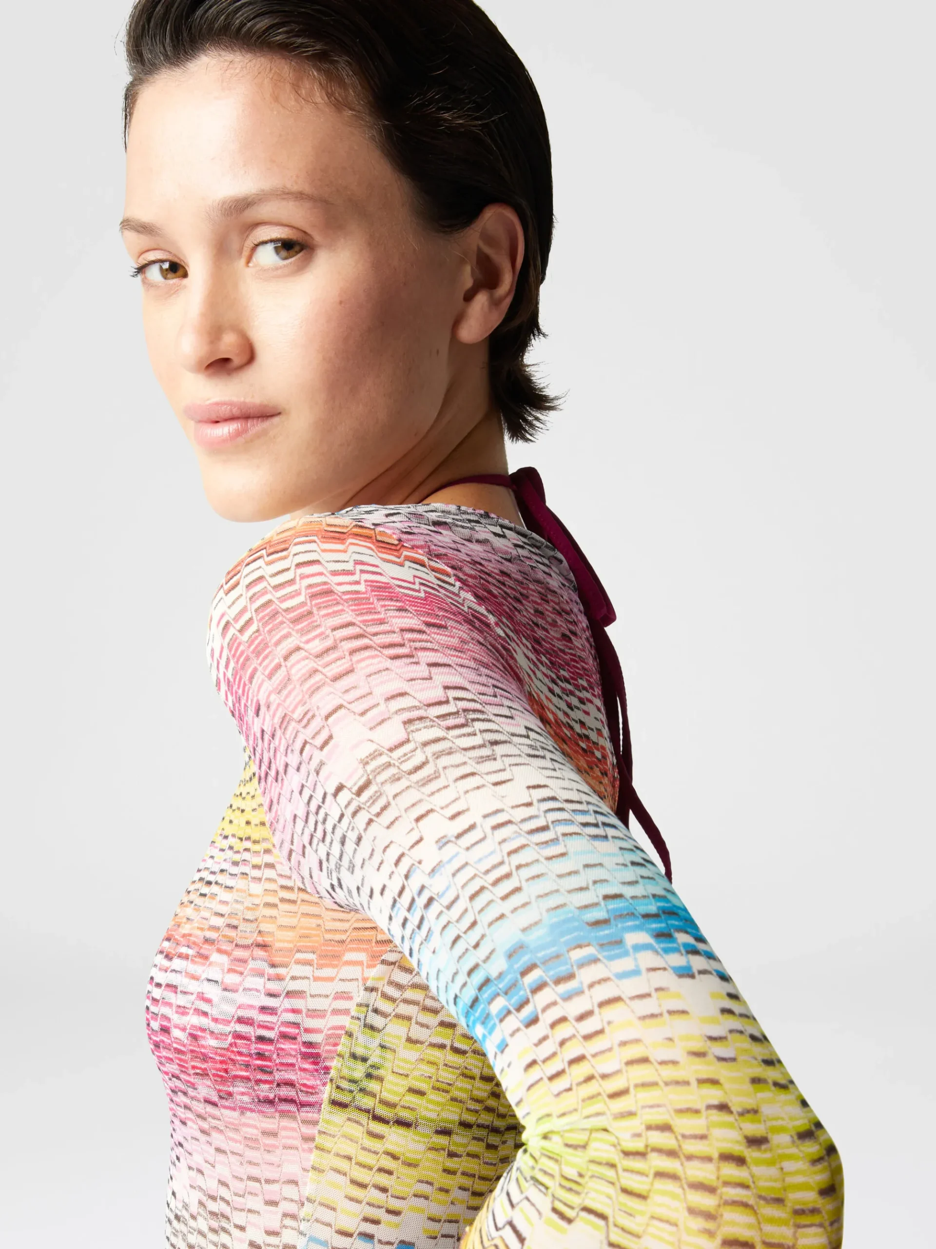 Robe à manches longues en tulle imprimé