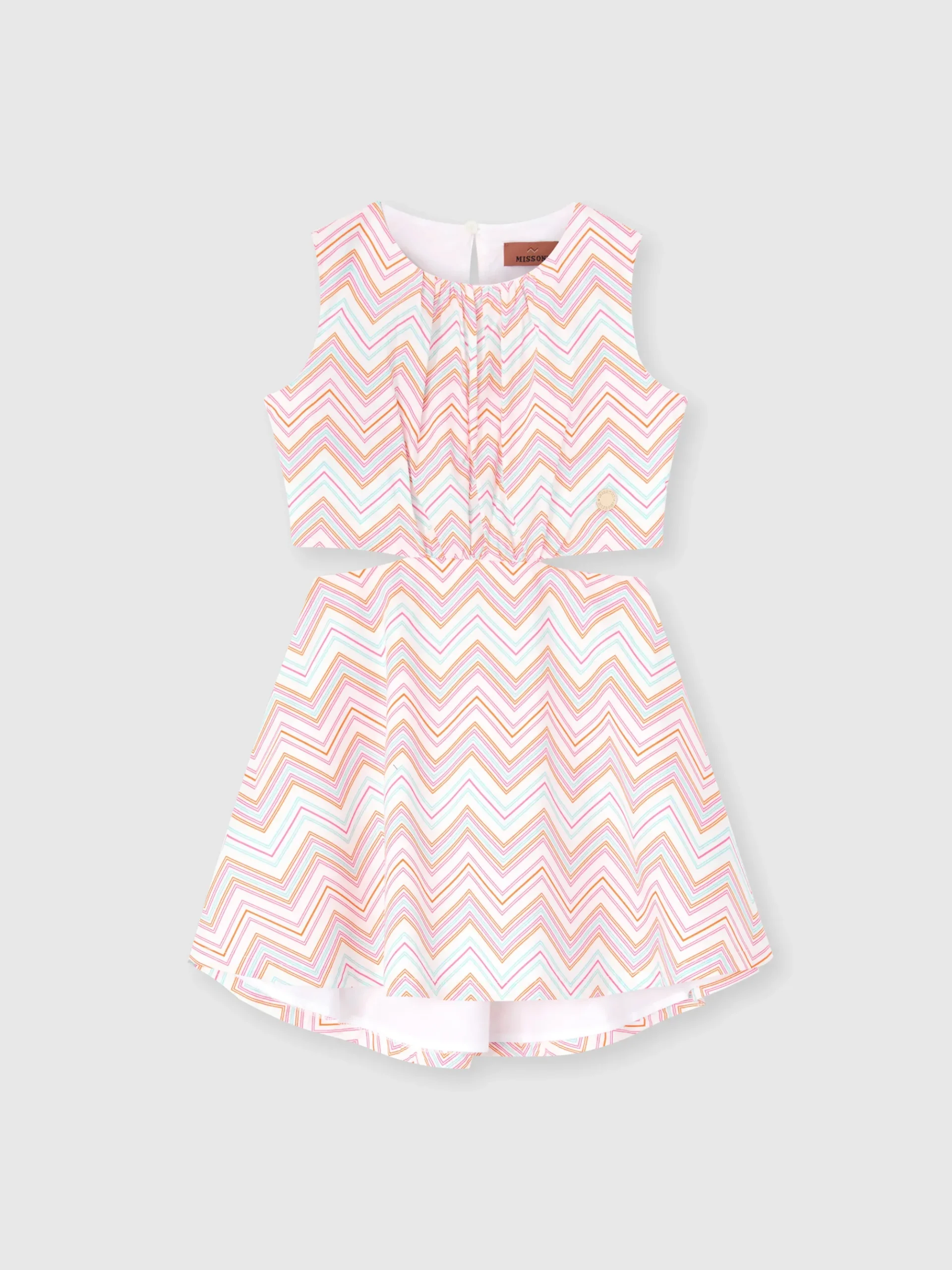 Robe courte en 100 % coton avec imprimé zigzag