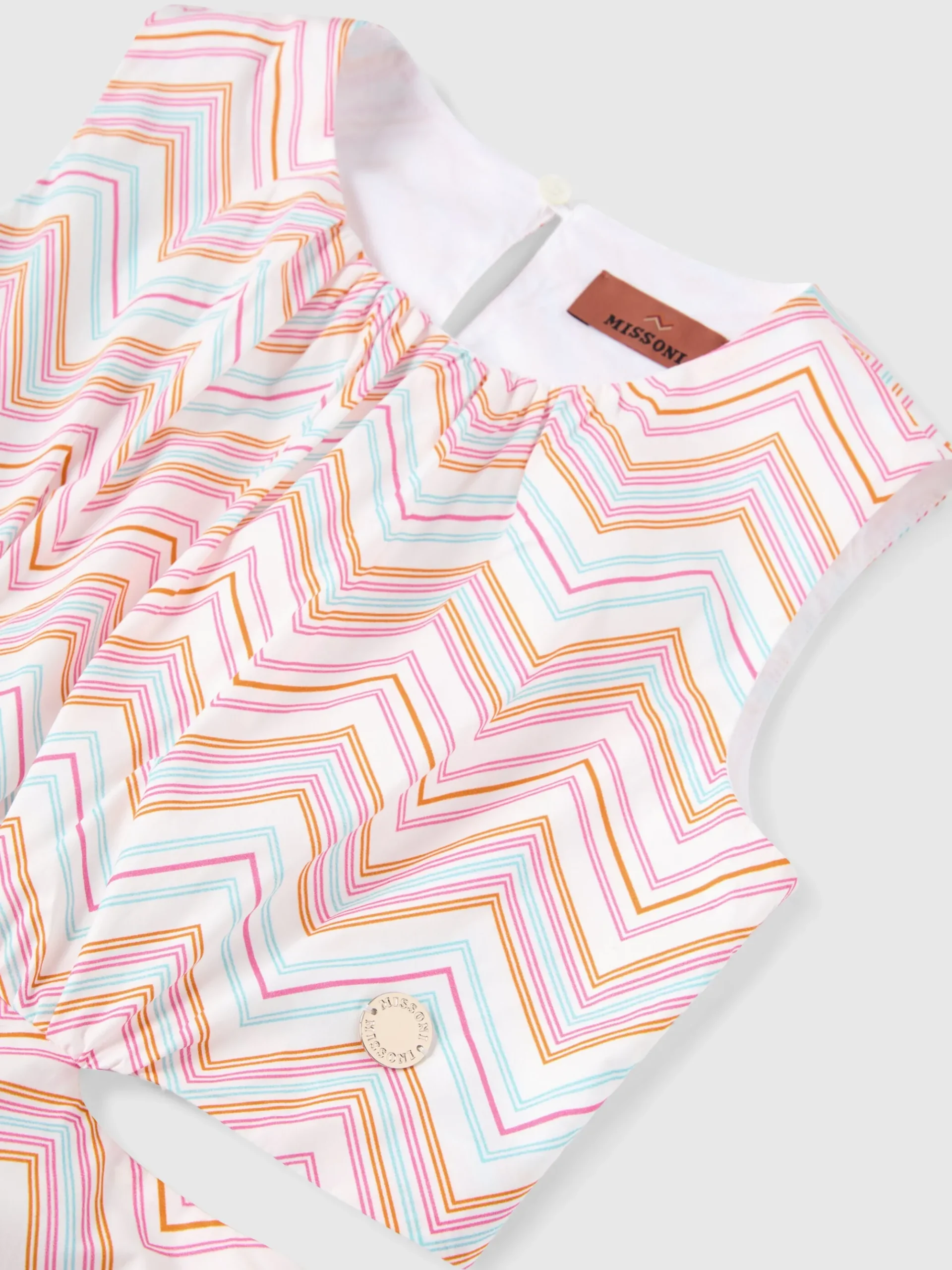 Robe courte en 100 % coton avec imprimé zigzag