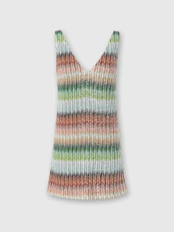 Robe courte en maille zig zag dégradée à sequins