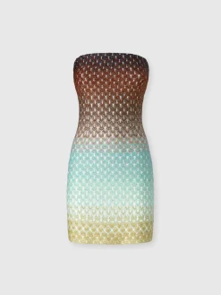 Robe courte sans bretelles en dentelle dégradée