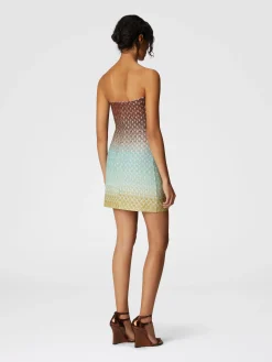 Robe courte sans bretelles en dentelle dégradée