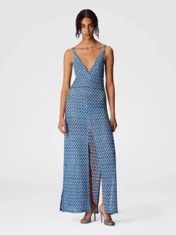 Robe couvrante en lamé de viscose motif coquille avec fente